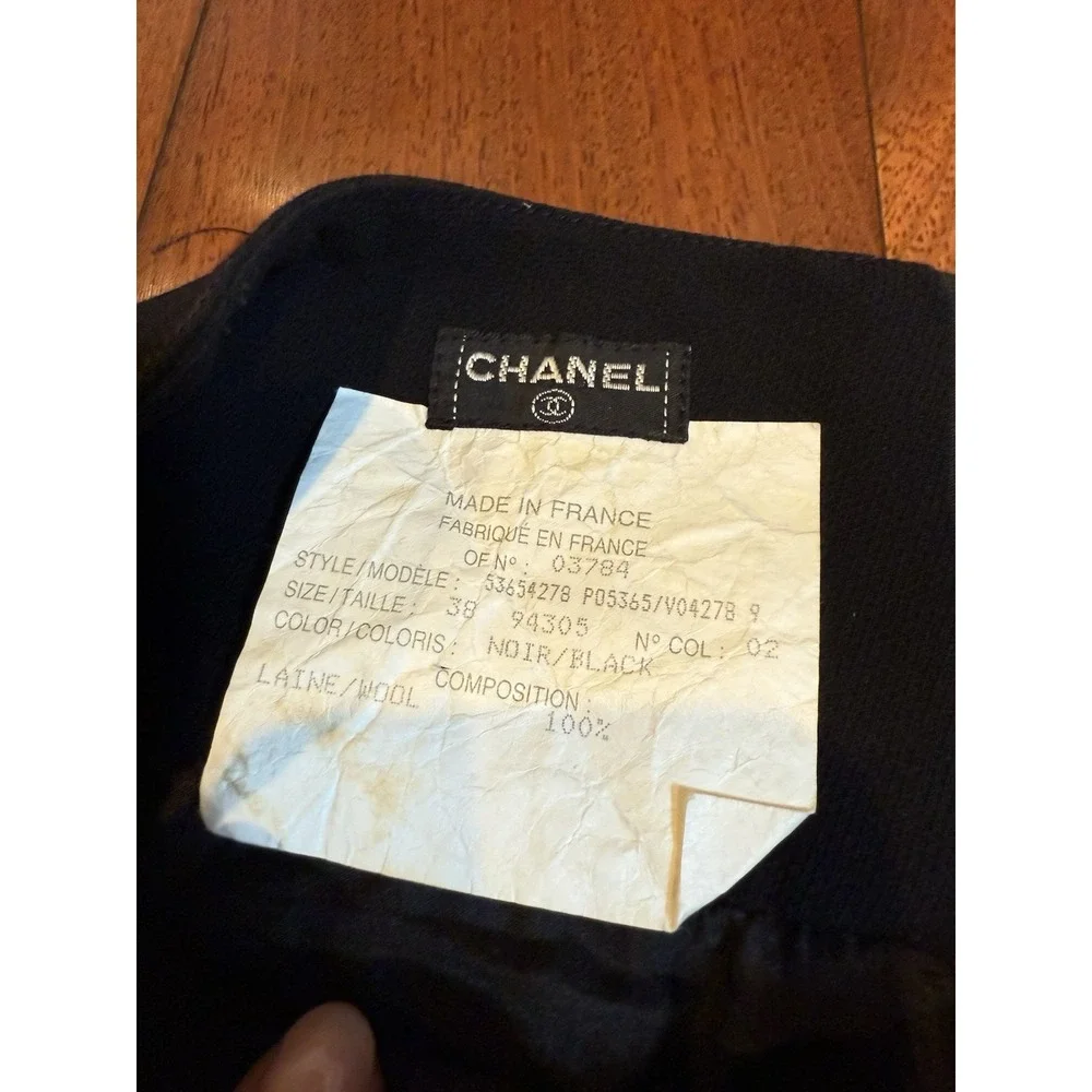 CHANEL Pleated Skirt Fully Lined Wool Mid Length 23in Long |‎ Black | UK 38 US 6